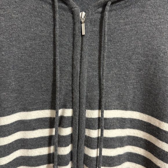 Gap Women's Soft Zip Hooded Sweater Gray Striped Wool Blend Cody Size XL - Picture 8 of 9